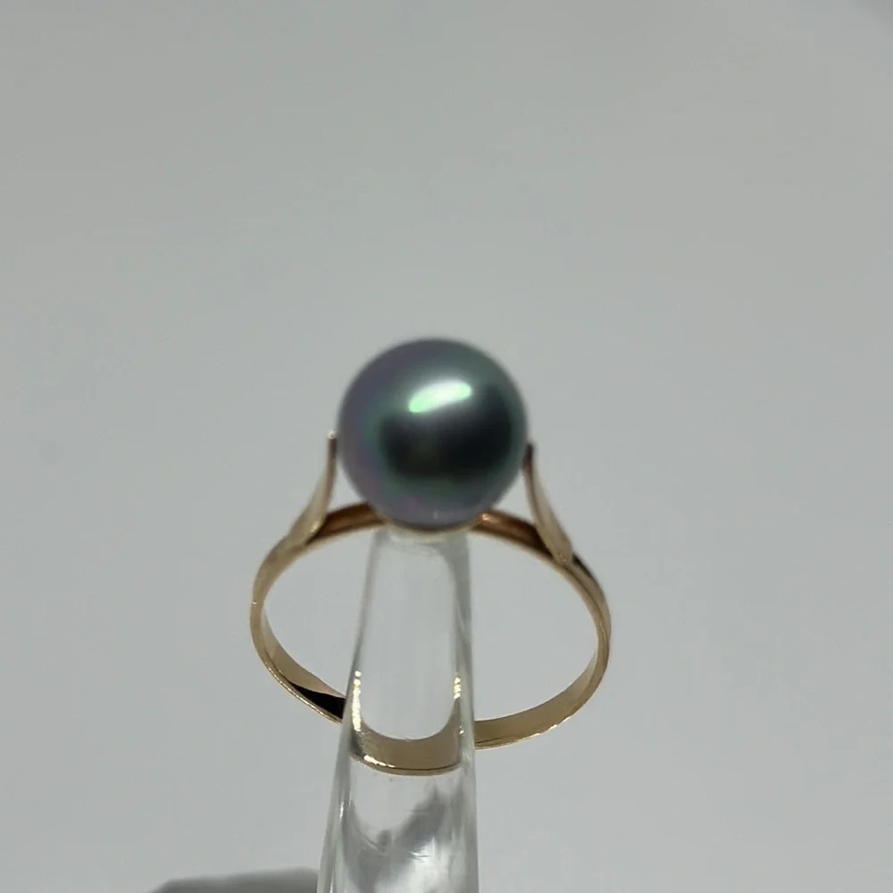 18k real solid god real pearl ring​